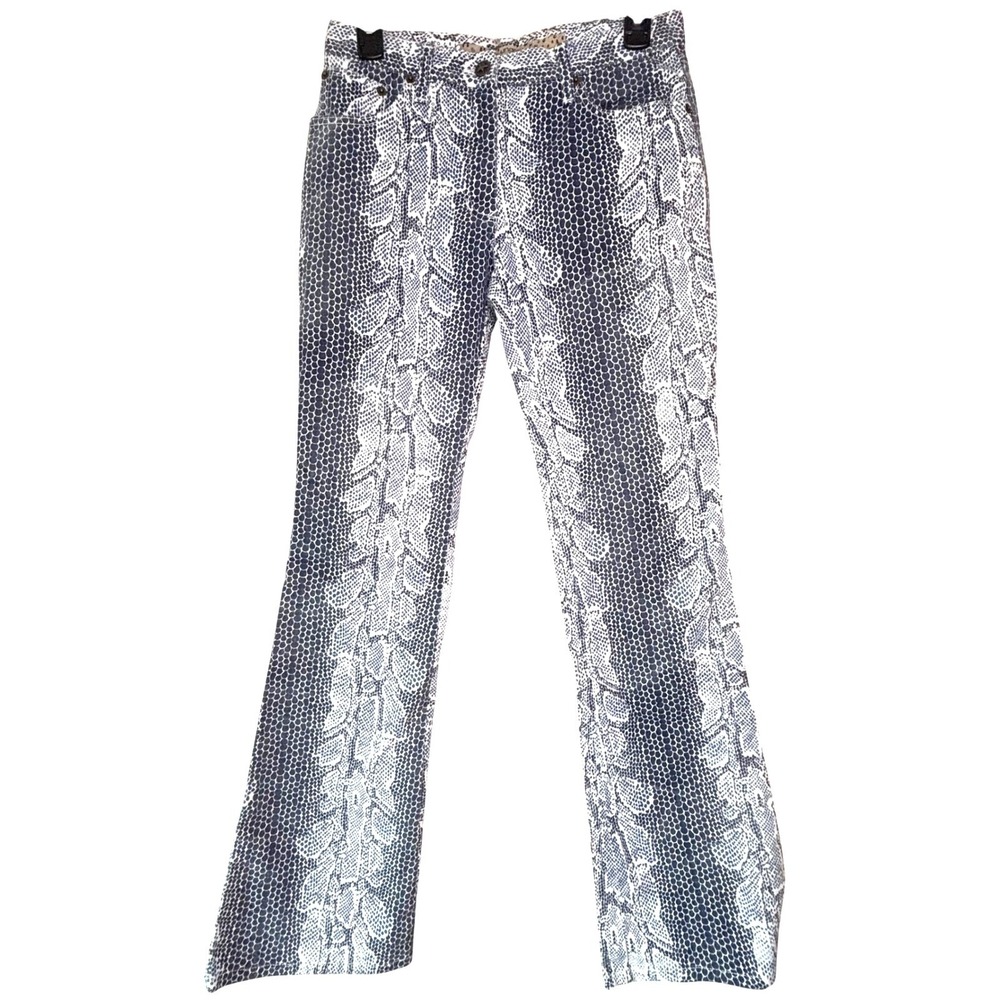 Ungaro Fever Y2K Snake Print Low Rise Flare Denim Jeans Womens Sz 30